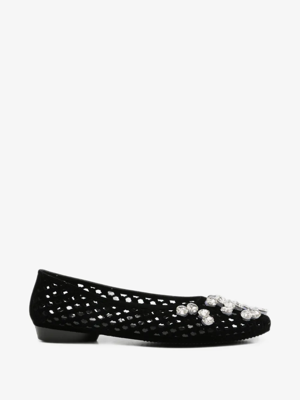 Lustre crystal-embellished laser-cut ballet flats