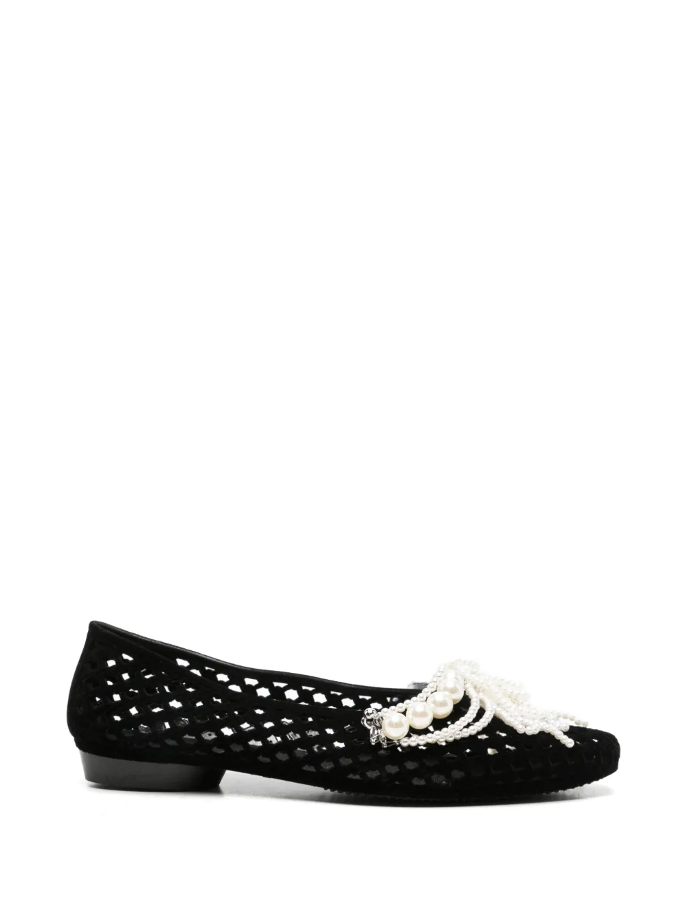 HEAVENLY JELLY Drift pearl-embellished cut-out ballet flats - Nero