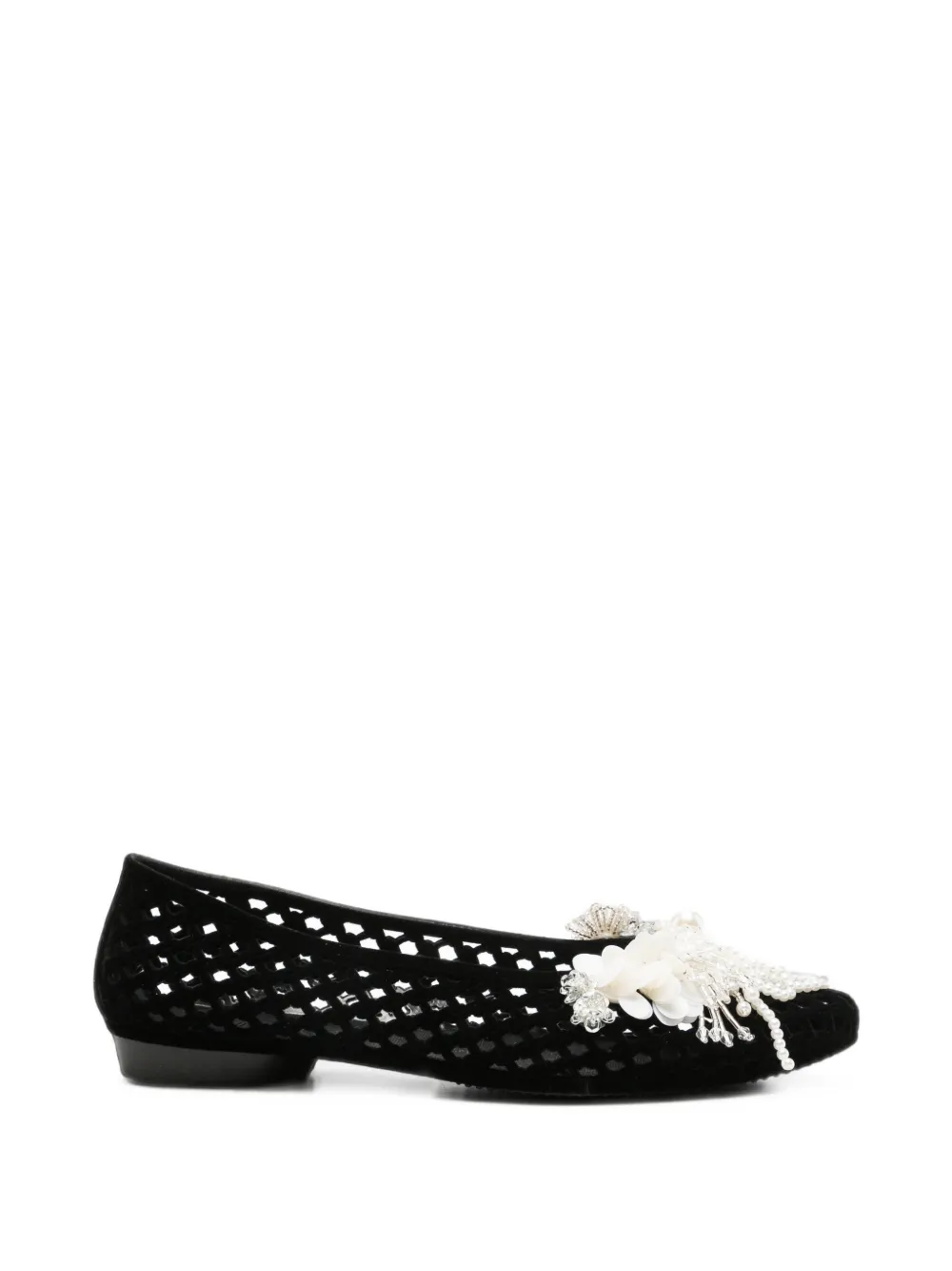 HEAVENLY JELLY Burst embellished laser-cut ballet flats - Nero