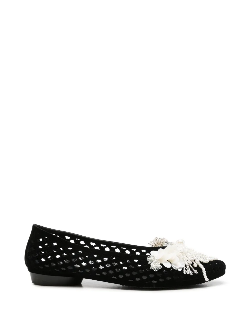 HEAVENLY JELLY Burst embellished laser-cut ballet flats - Nero