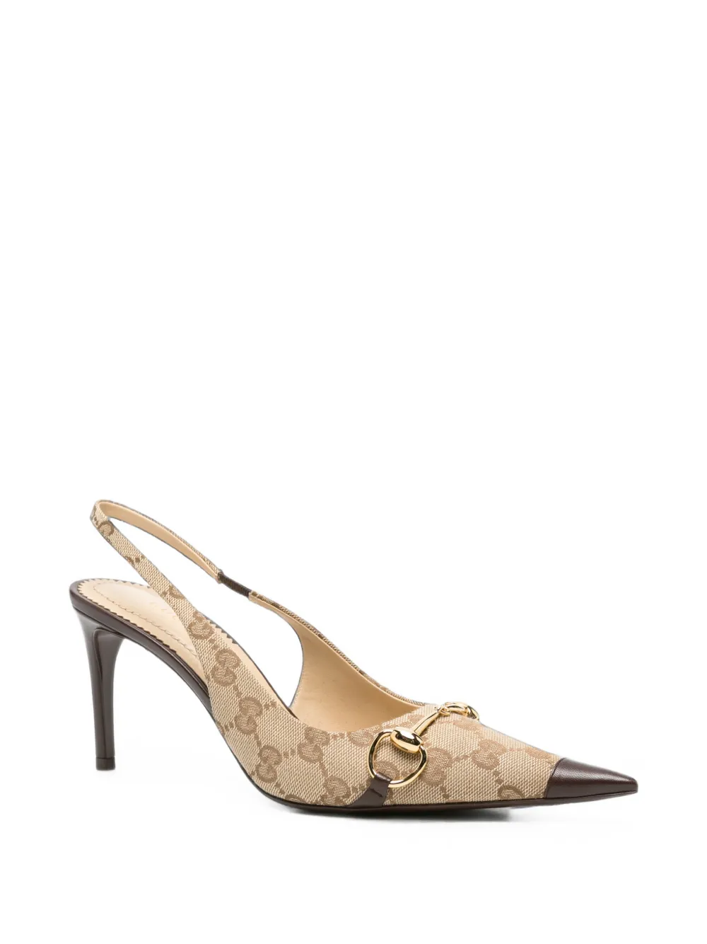 Gucci Donna Horsebit GG Supreme slingback pumps Beige