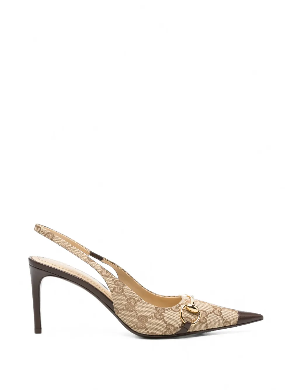 Gucci Donna Horsebit GG Supreme slingback pumps Beige