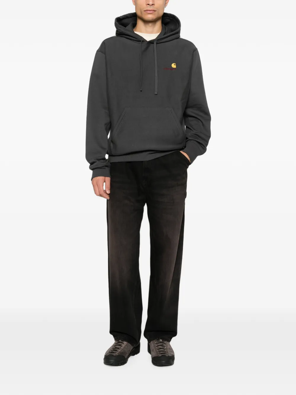 Carhartt WIP American Script hoodie met geborduurd logo Grijs