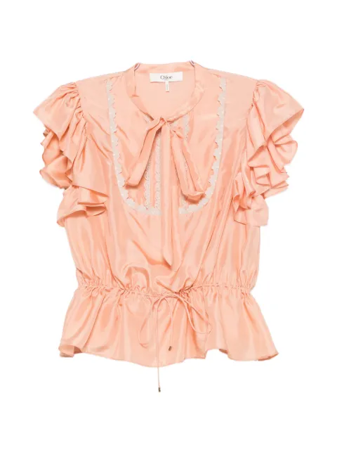 Chloé ruffled lace-trim top