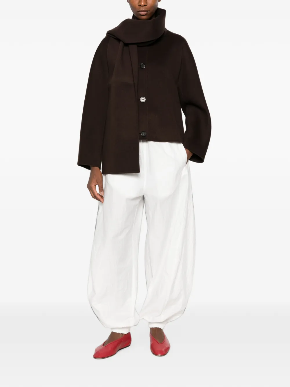 'S Max Mara Kate jack met sjaaldetail en knopen Bruin