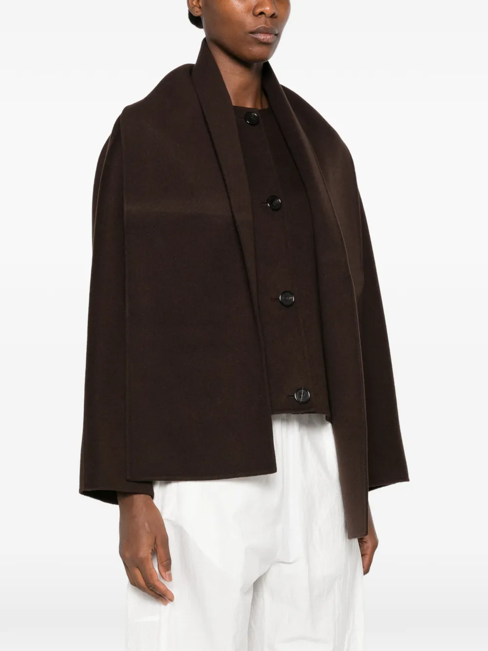 'S Max Mara Kate jack met sjaaldetail en knopen Bruin