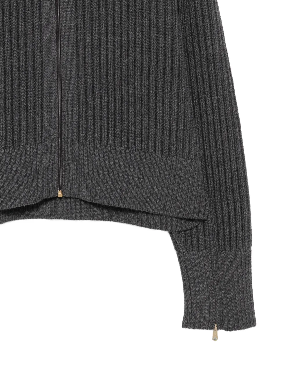 Paul Smith Ribbed-knit Zip-up Sweater in Grey, view 3