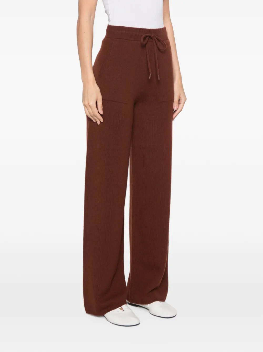 Max Mara Kasjmier broek met trekkoord Bruin