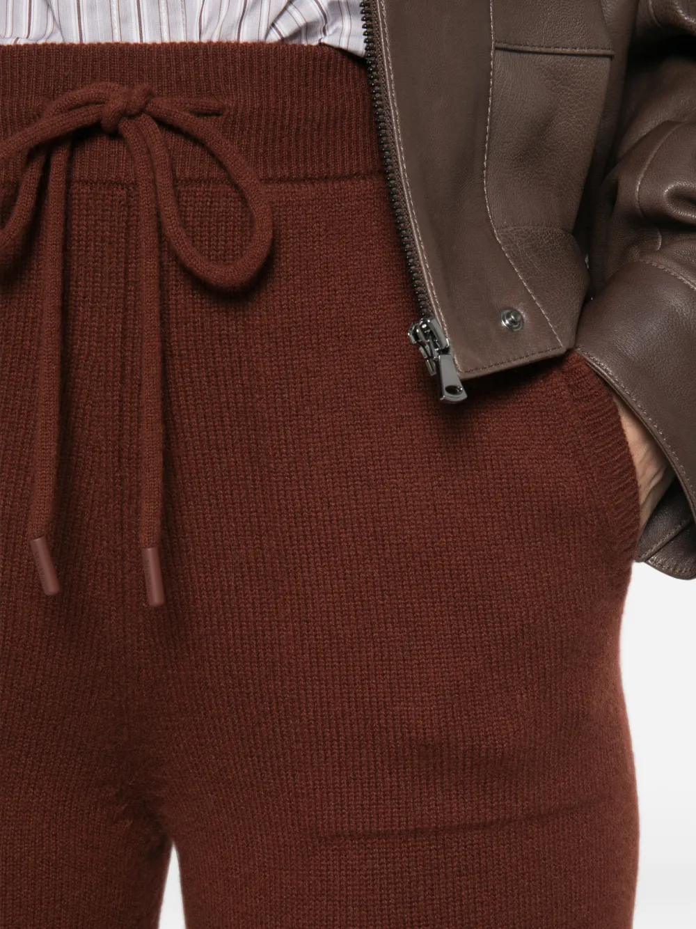Max Mara Kasjmier broek met trekkoord Bruin
