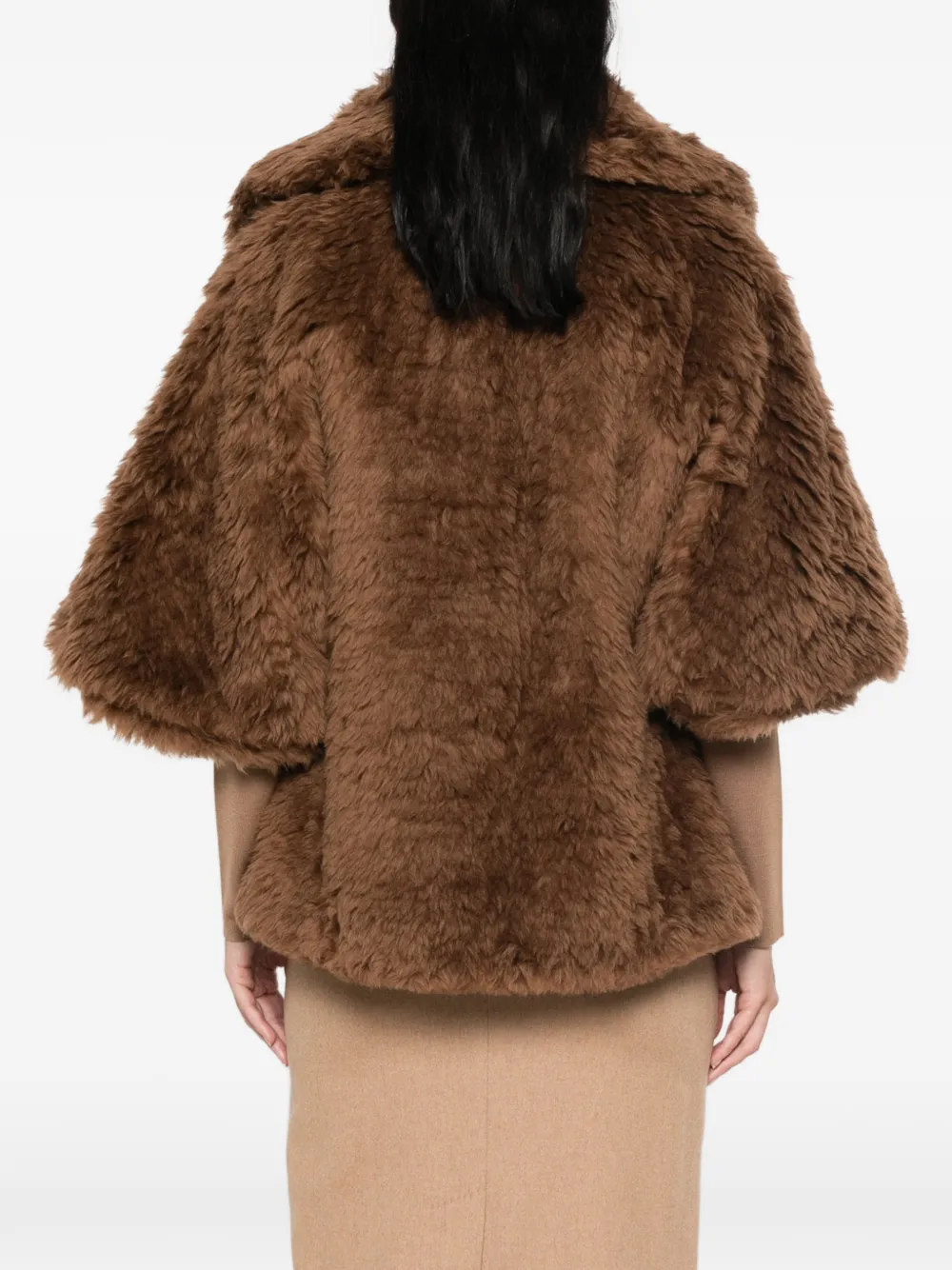 Max Mara Jack van imitatiebont met capemouwen Bruin