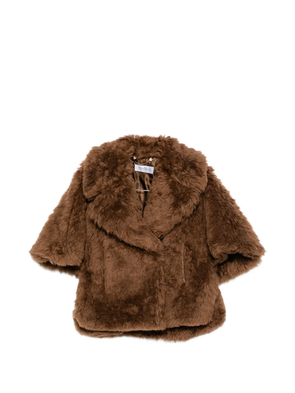 Max Mara Double-breasted Faux-fur Jacket In Brown