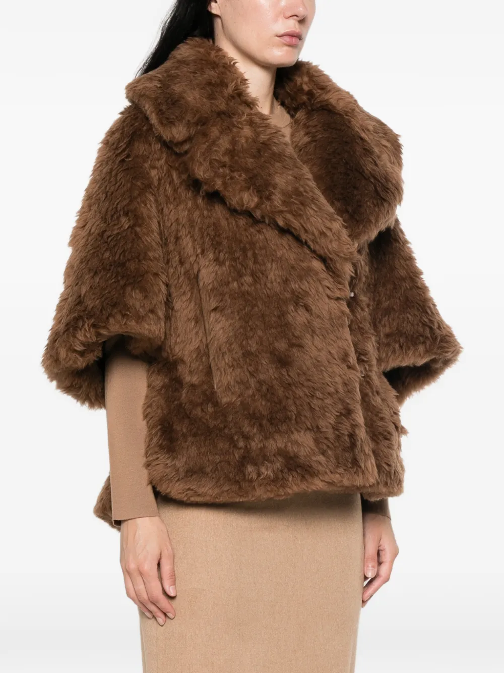 Max Mara Jack van imitatiebont met capemouwen Bruin