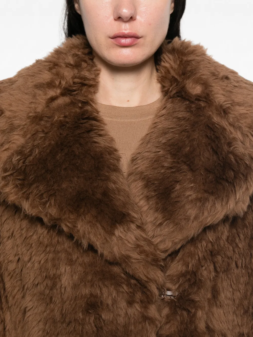 Max Mara Jack van imitatiebont met capemouwen Bruin
