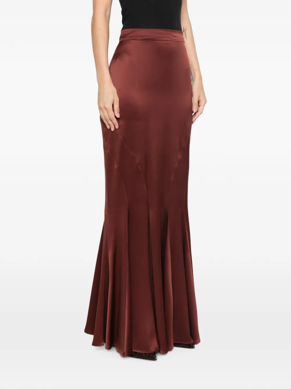 Max Mara Maxi-rok met satijnen afwerking en vlakken Rood