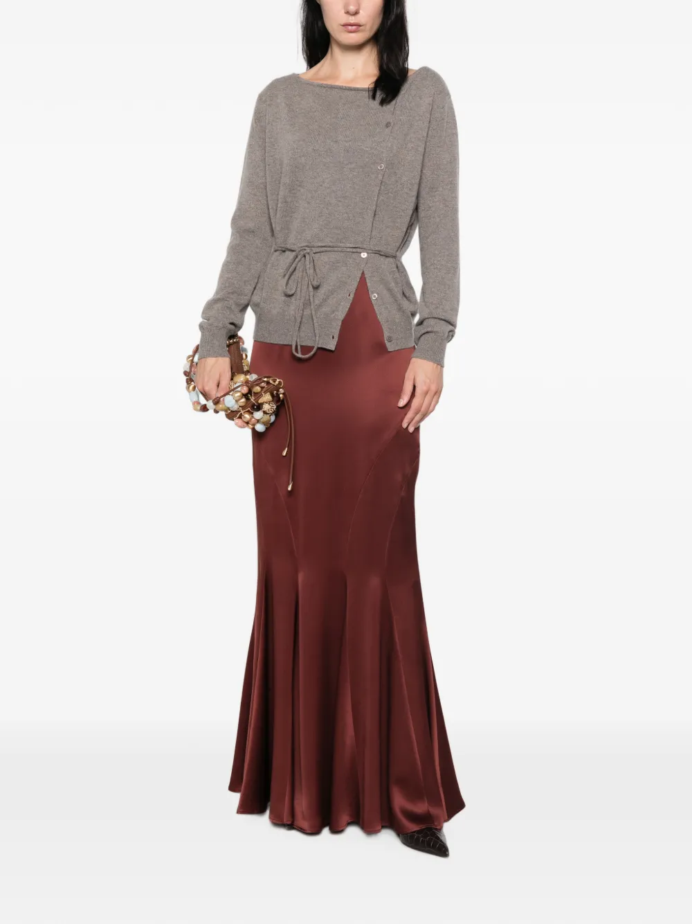 Max Mara Maxi-rok met satijnen afwerking en vlakken Rood