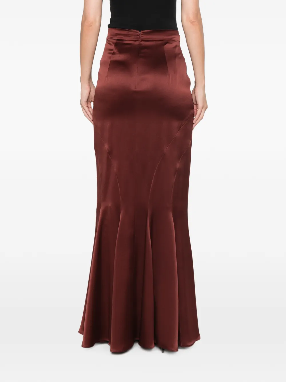 Max Mara Maxi-rok met satijnen afwerking en vlakken Rood