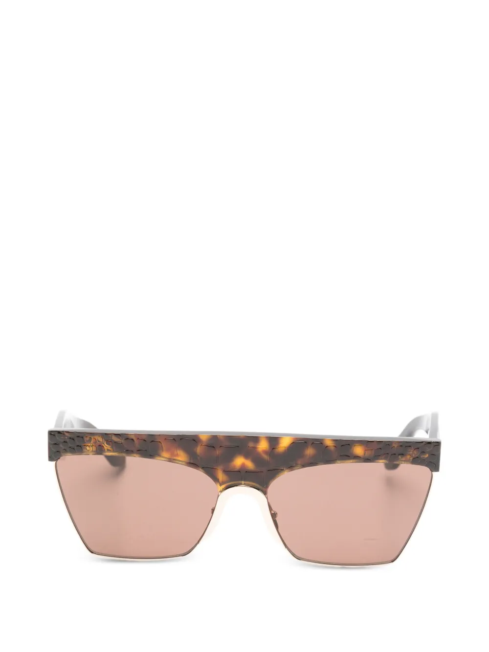 Alaia Eyewear crocodile-effect tortoiseshell-shell geometric-frame sunglasses - Marrone