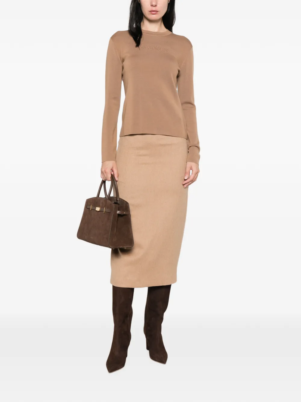 Max Mara Sweater met geborduurd logo Beige