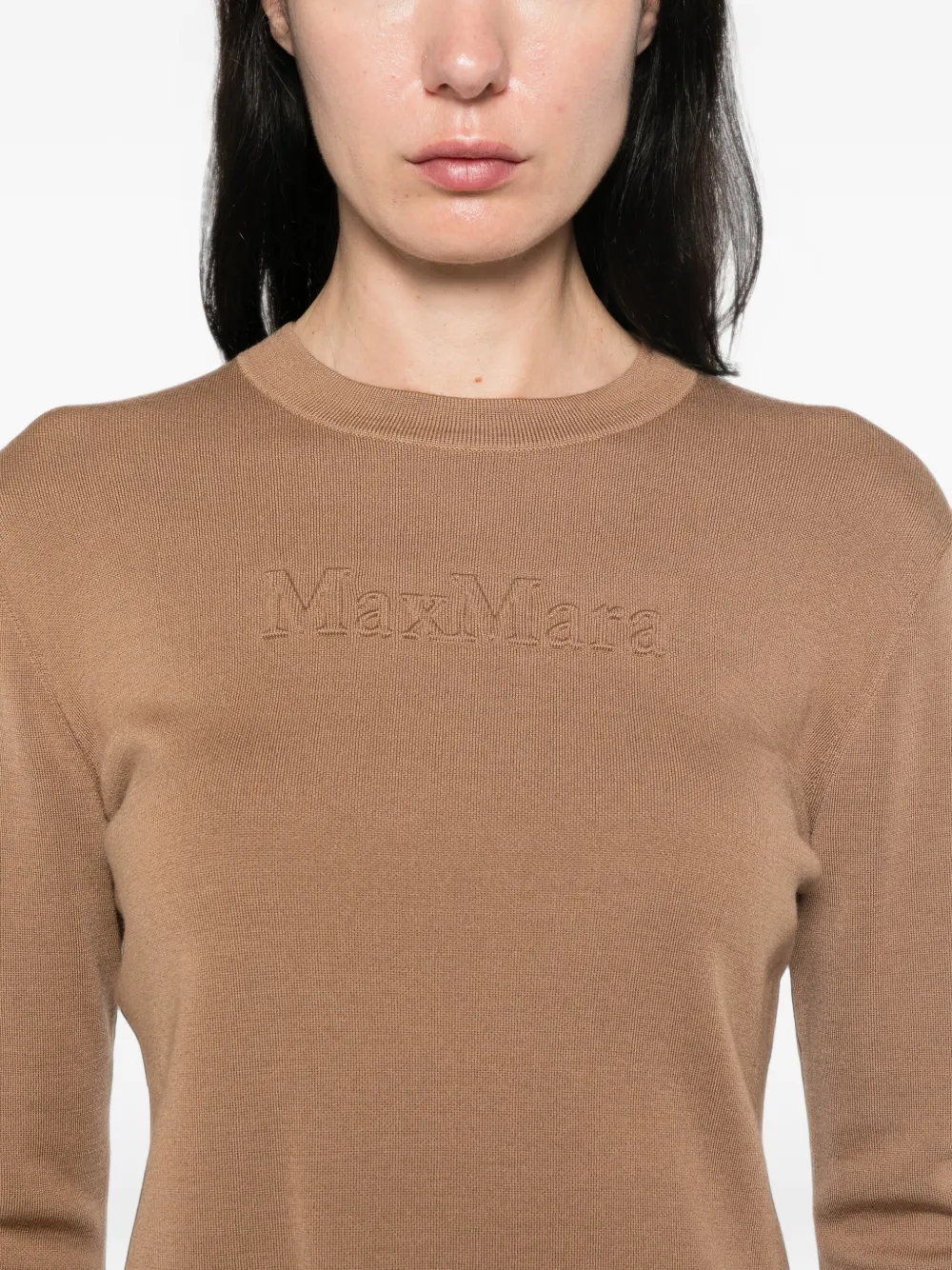 Max Mara Sweater met geborduurd logo Beige
