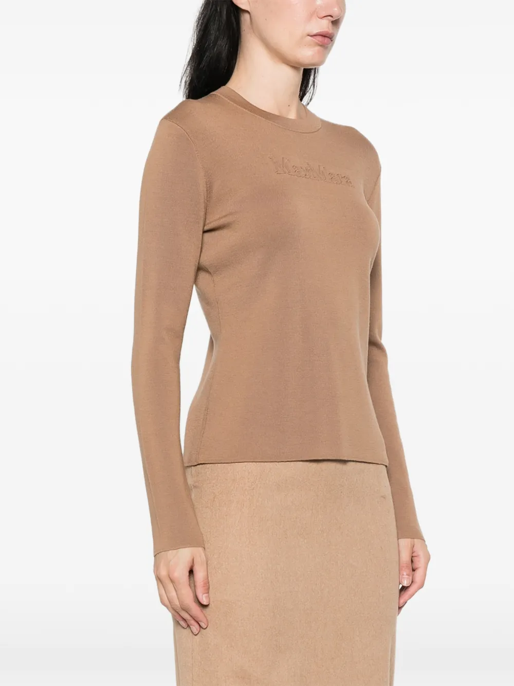 Max Mara Sweater met geborduurd logo Beige