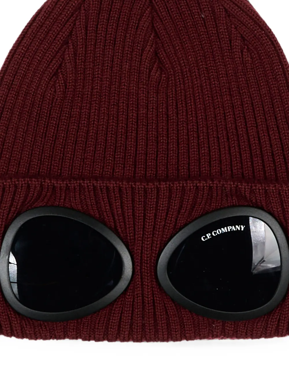 C.P. Company Kids Goggle ribgebreide muts Rood