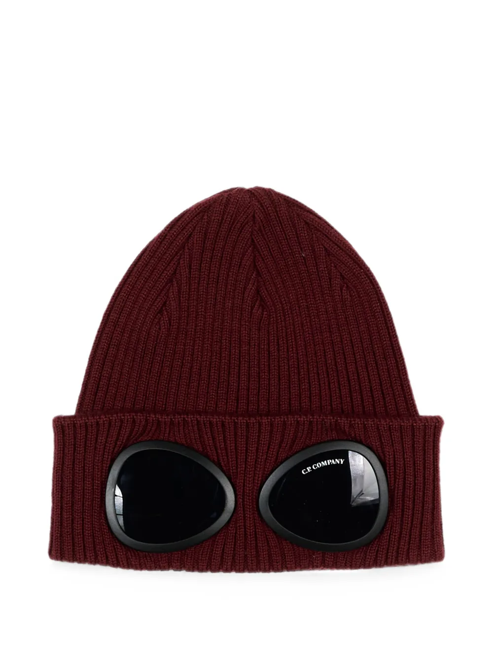 C.P. Company Kids Goggle ribbed-knit beanie hat - Rosso