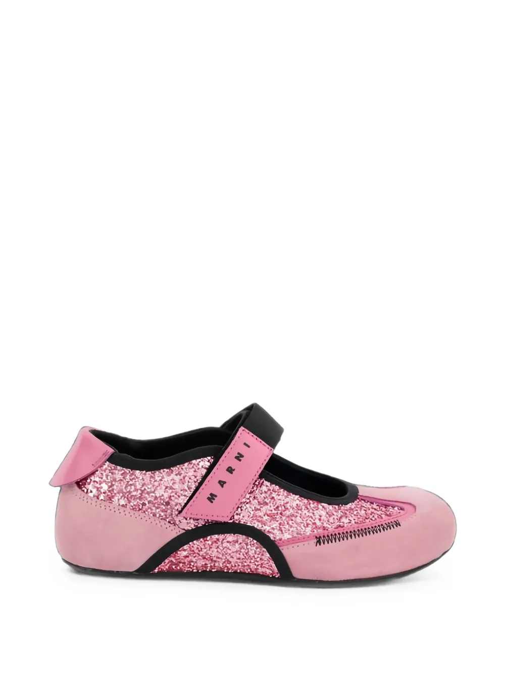 Marni Kids glitter-embellished touch-strap ballet flats Roze