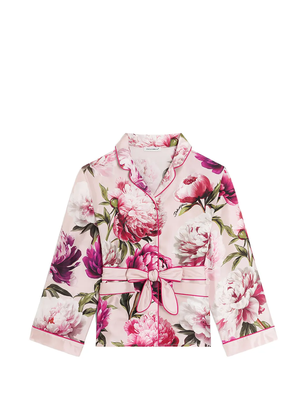 Dolce & Gabbana Kids peony-print twill vanity shirt - Rosa