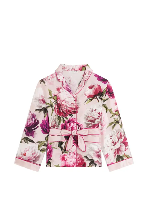 Dolce & Gabbana Kids peony-print twill vanity shirt