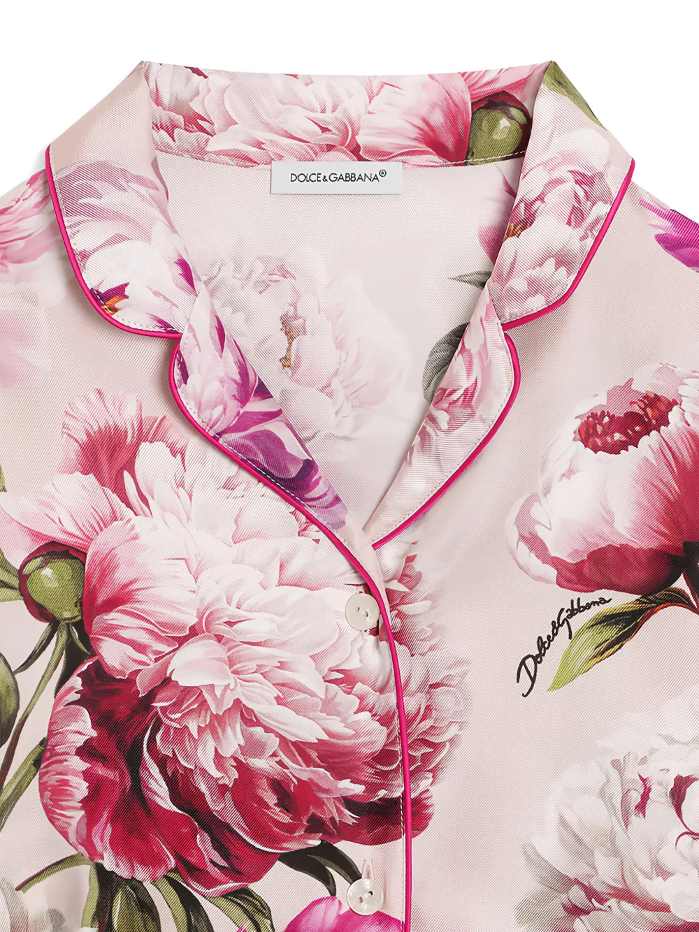 Dolce & Gabbana Kids Twill shirt met pioen-print Roze