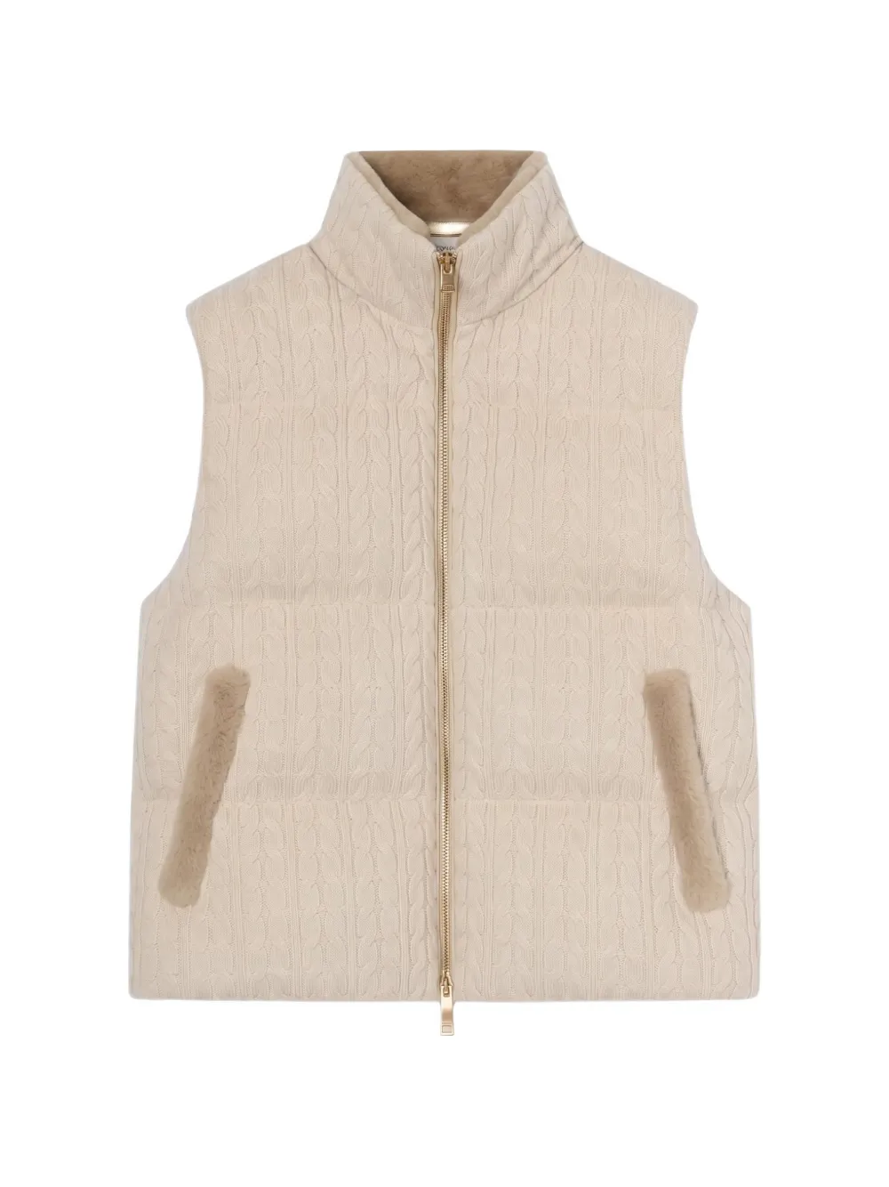 Agnona cable-knit padded jacket - Neutrals