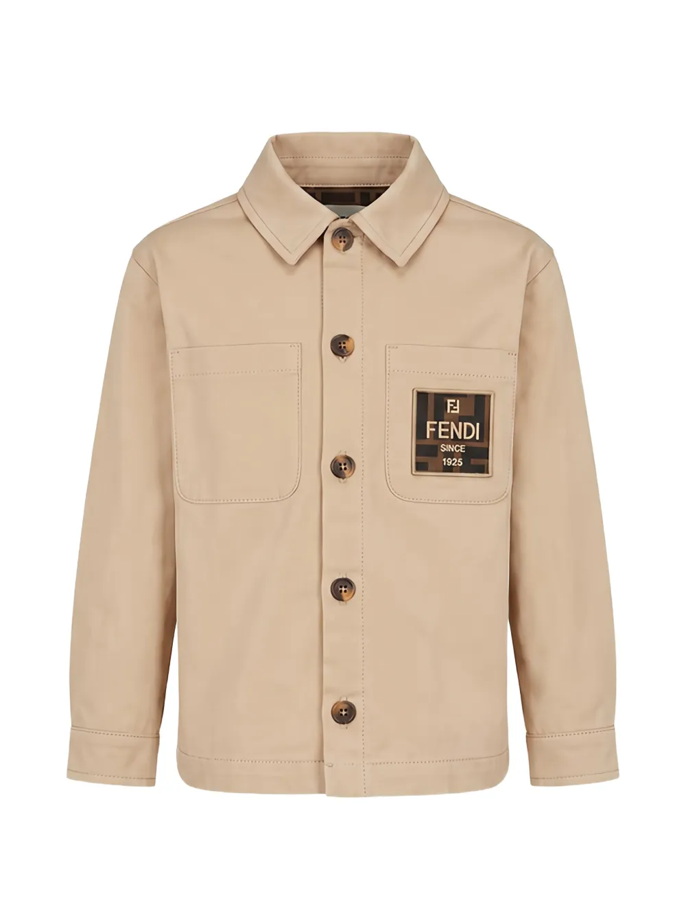 Fendi Kids FF logo-patch shirt jacket - Toni neutri