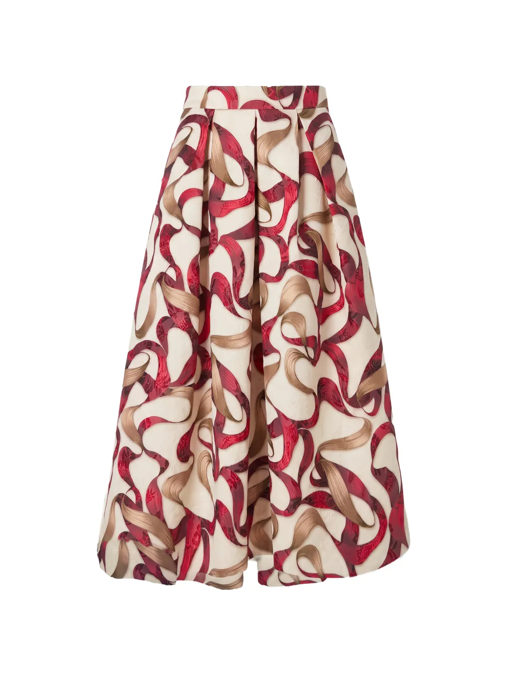 Lunatica Milano Cascade Jacquard Pleated Midi Skirt In Neutrals