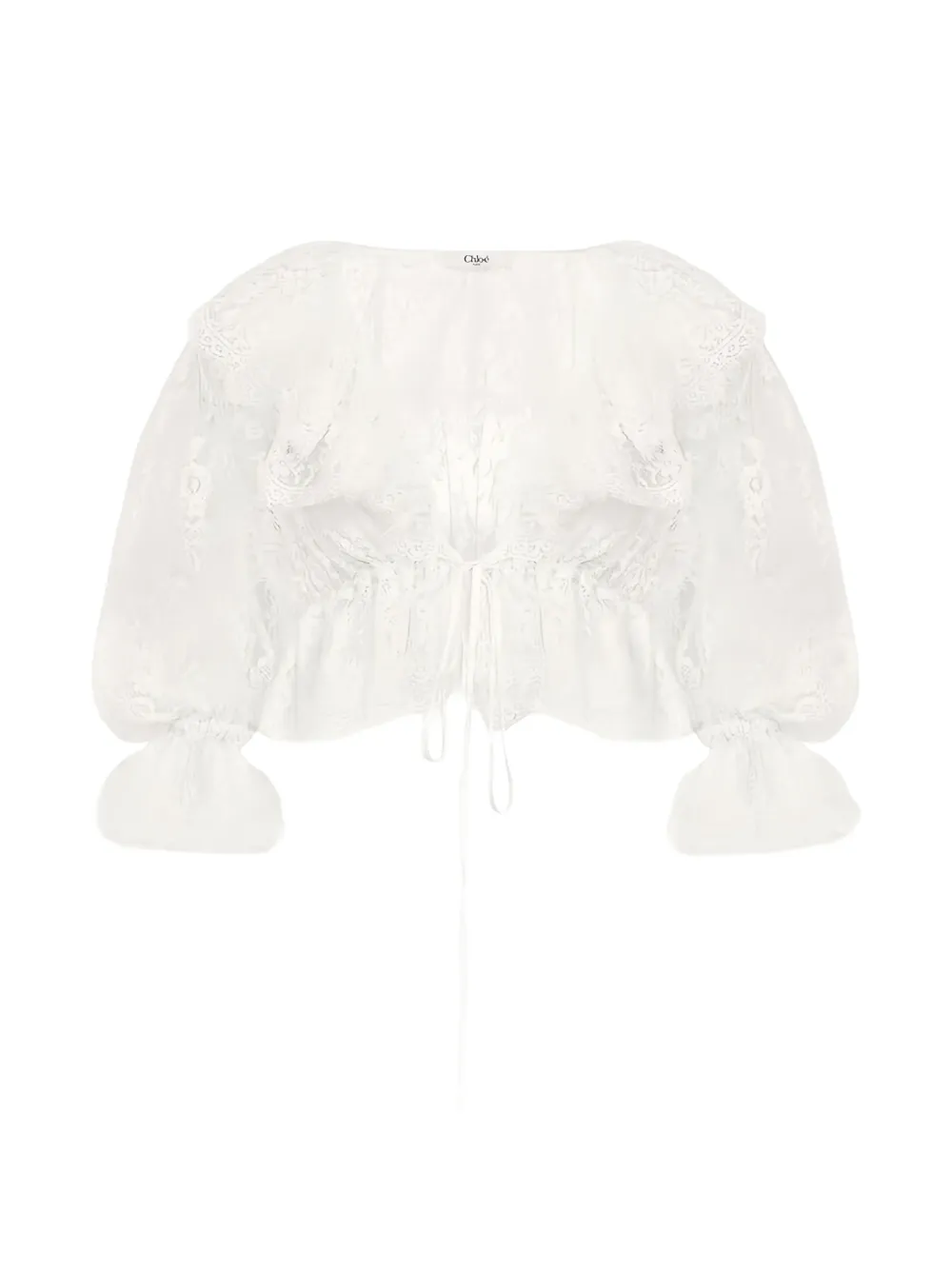 Chloé ruffled lace top - Bianco