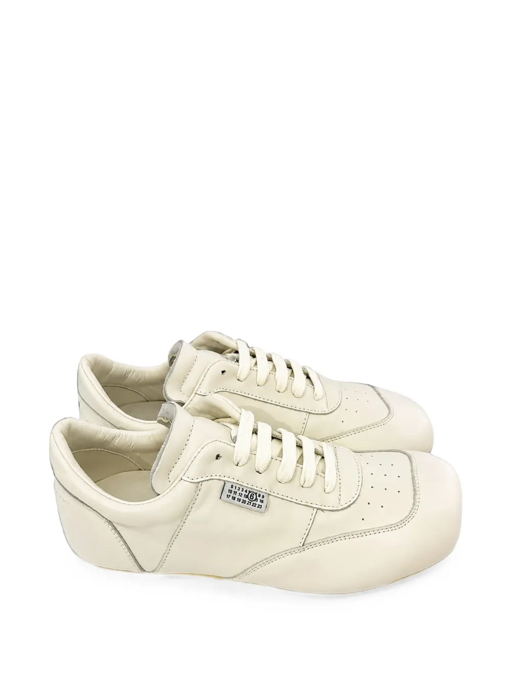 MM6 Maison Margiela Kids logo-patch square-toe sneakers Beige