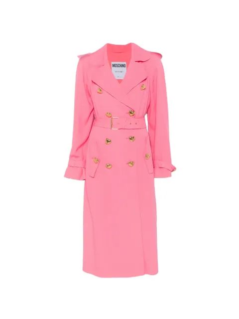 Moschino Pre-Owned manteau ceinturé à boutons cœur (années 2000)