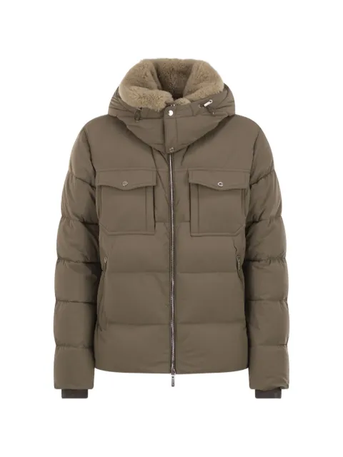 Moorer shearling-collar hooded puffer jacket