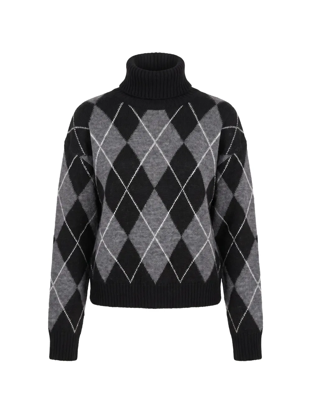 Aniye By argyle roll-neck sweater - Nero
