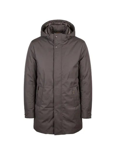 Moorer Vermont hooded concealed-fastening coat