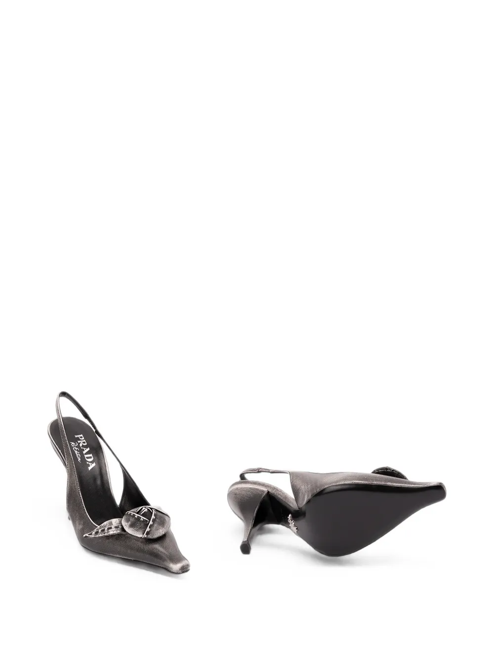 Prada leather slingback pumps Zilver