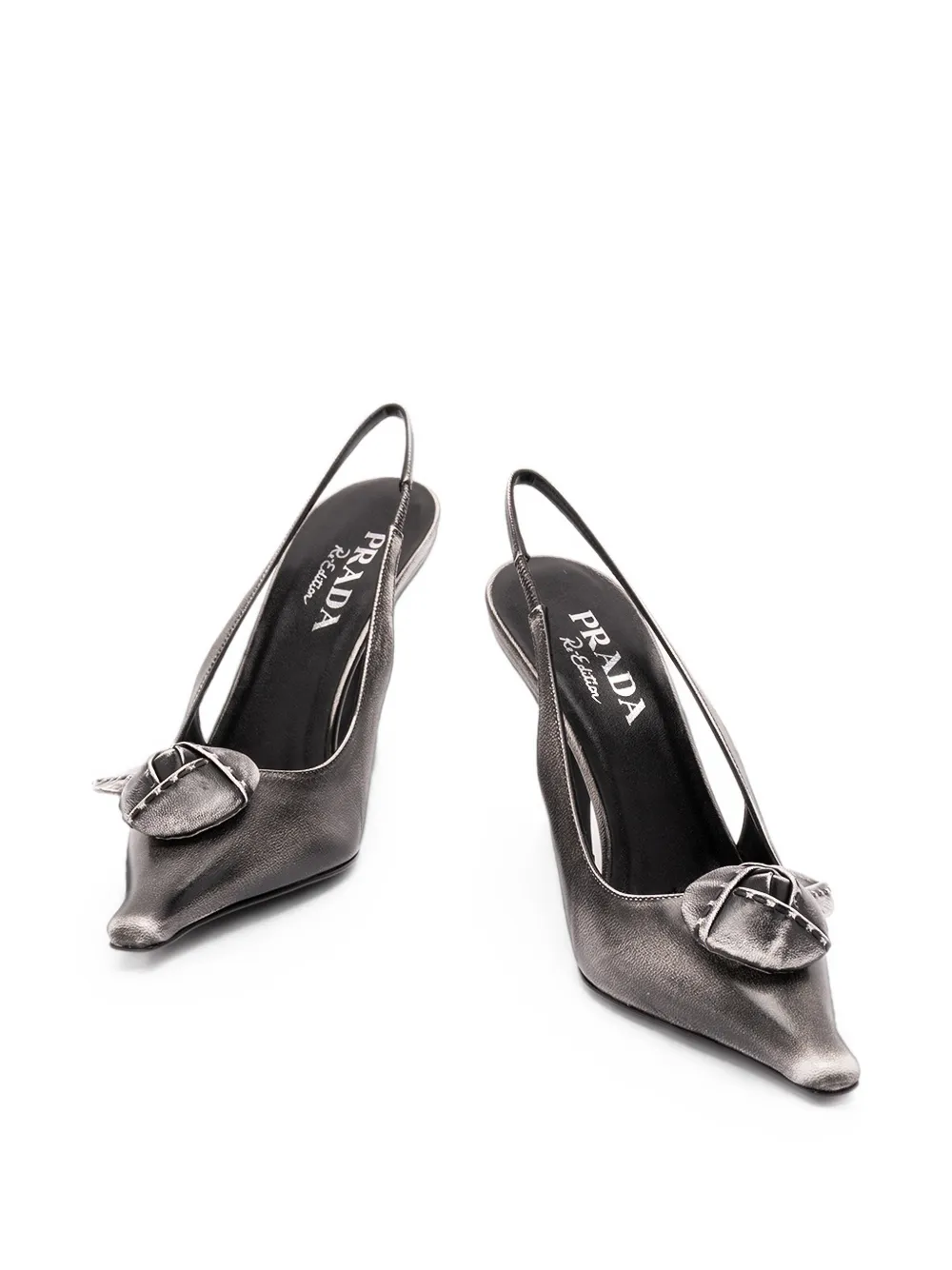 Prada leather slingback pumps Zilver