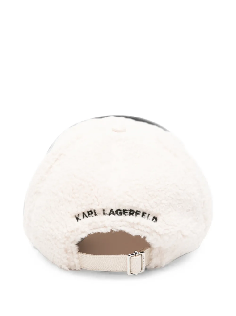 Karl Lagerfeld Ikon bouclé pet met geborduurd logo Wit