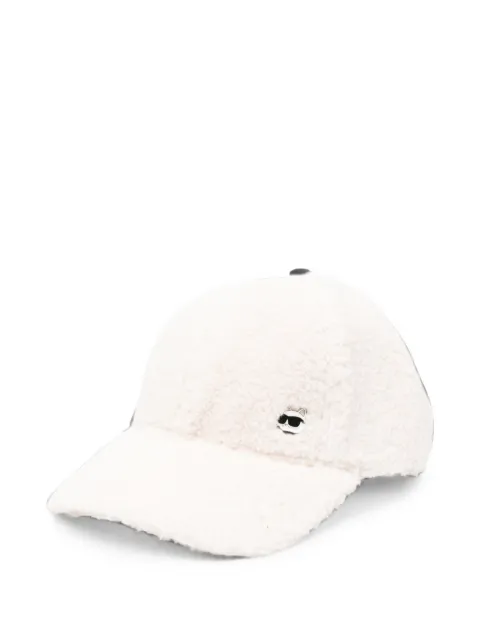 Karl Lagerfeld Ikon logo-embroidered bouclé cap