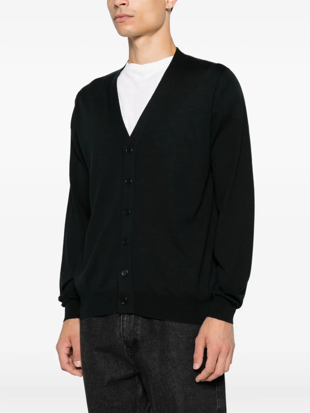 John Smedley Bradrick V-neck button-up cardigan Zwart