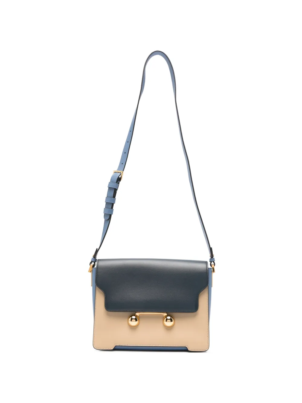 Pre-owned Marni Trunkaroo Leather Shoulder Bag In Neutrals