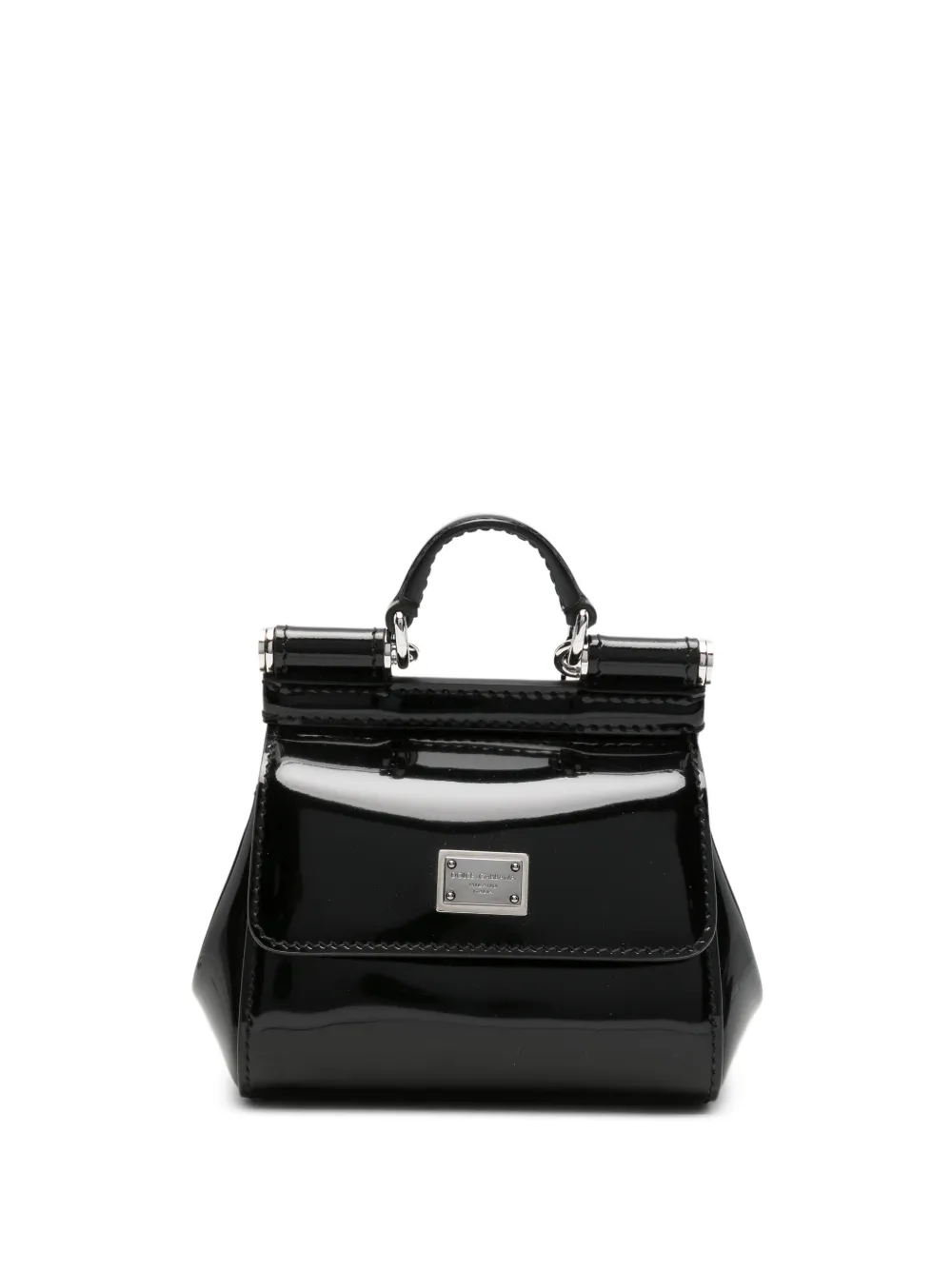 Pre-owned Dolce & Gabbana Sicily Logo-plaque Mini Bag In Black