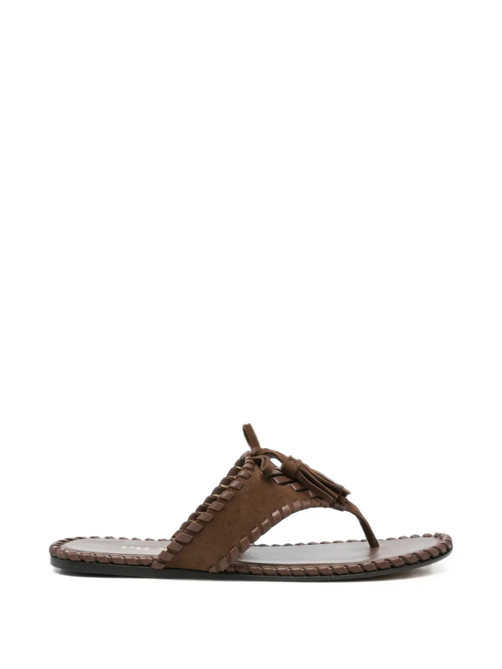 Pre-owned Prada Braided Tassel Sandals In Brown