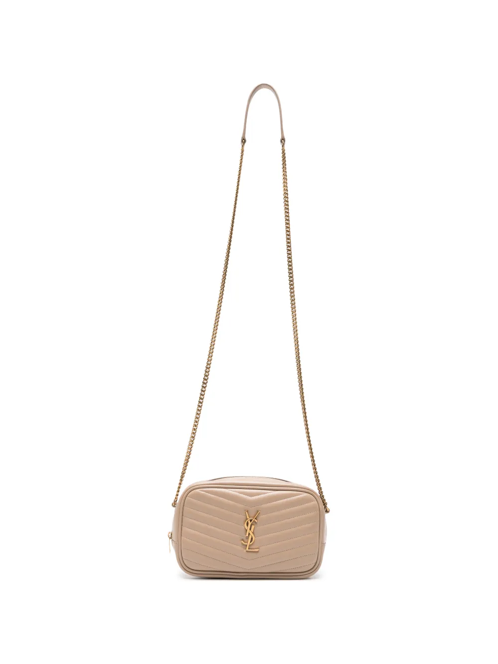 Pre-owned Saint Laurent Mini Lou Quilted Crossbody Bag In Neutrals