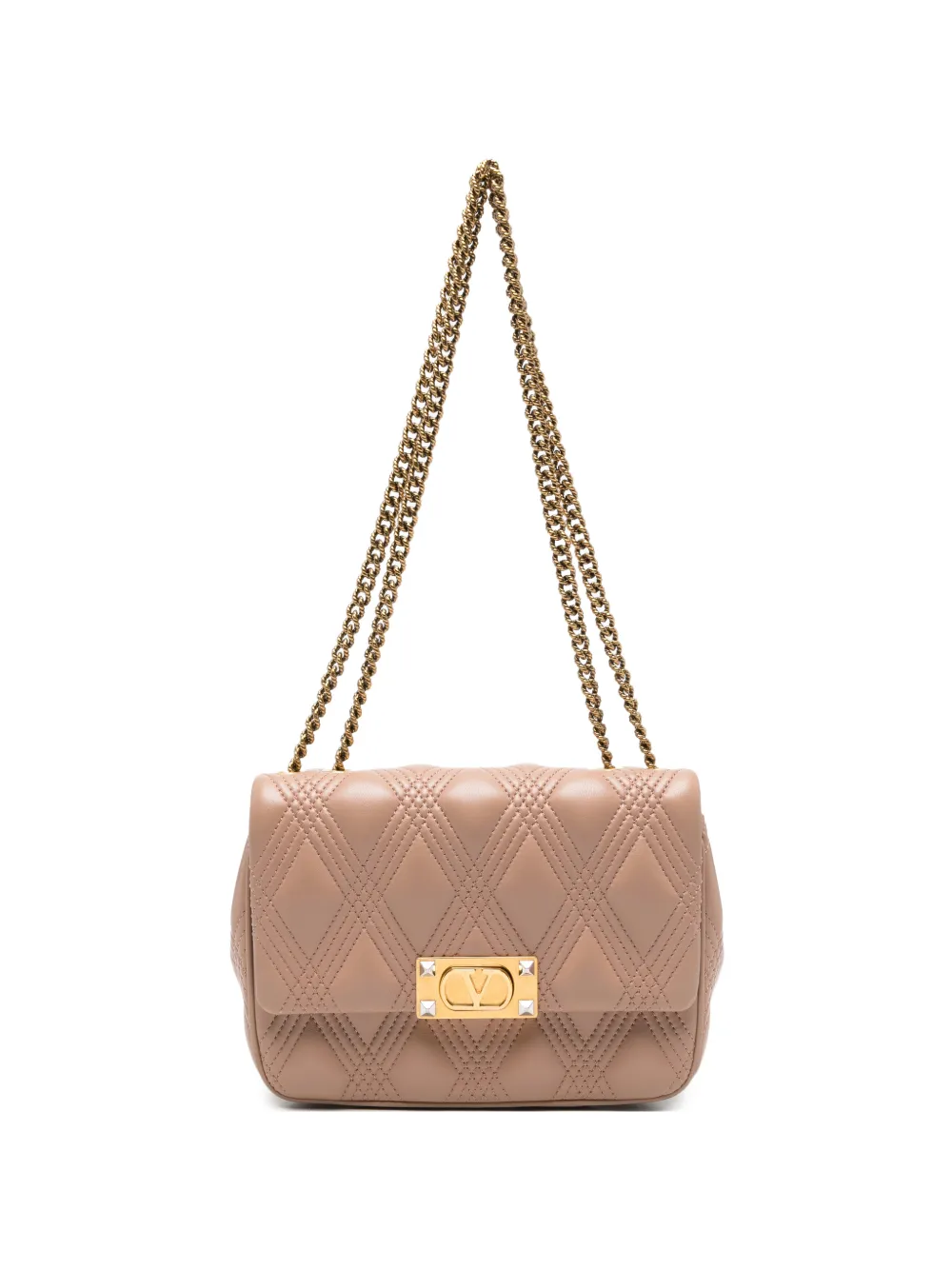 Pre-owned Valentino Garavani Quiltie 67 Shoulder Bag In Neutrals