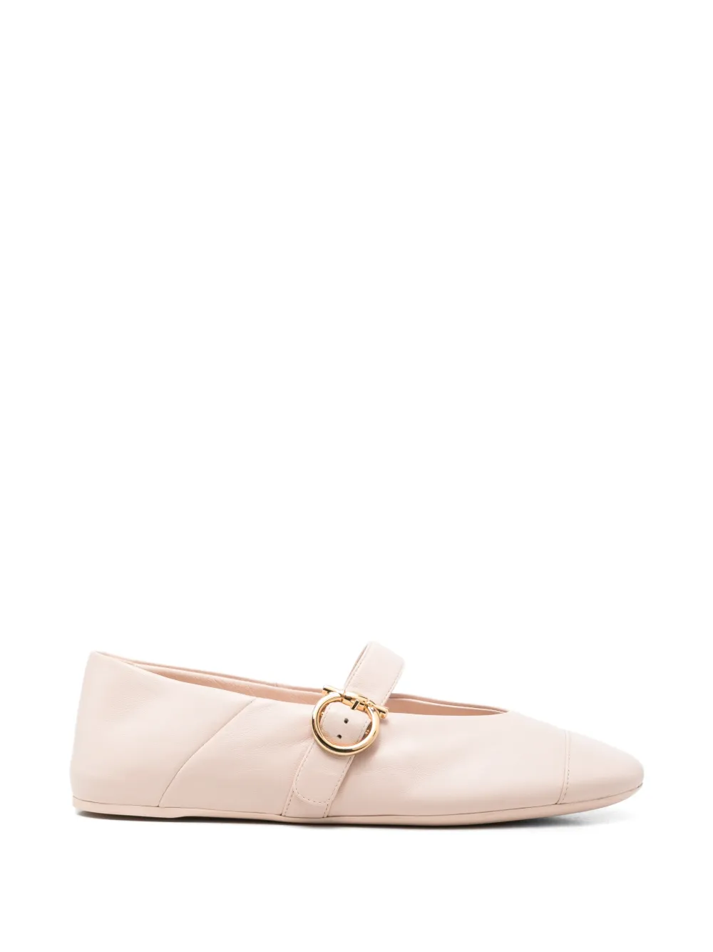 Pre-owned Ferragamo Gancini Buckle Ballet Flats In Pink